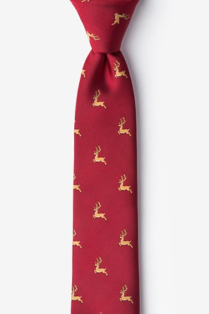 Jumping Reindeer Red Skinny Tie