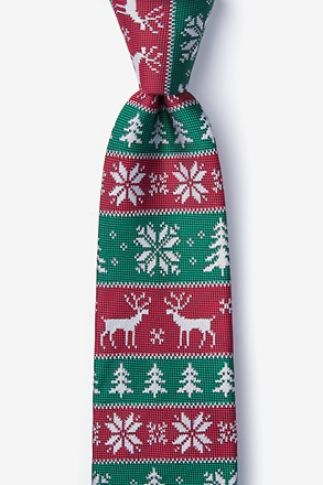 Less Ugly Christmas Sweater Red Extra Long Tie