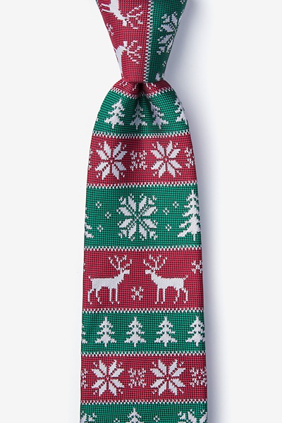 Less Ugly Christmas Sweater Extra Long Tie | Red Necktie | Ties.com