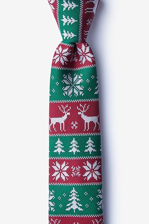Less Ugly Christmas Sweater Red Skinny Tie