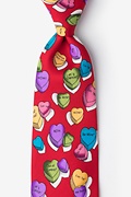 Little Candy Hearts Red Extra Long Tie Photo (0)