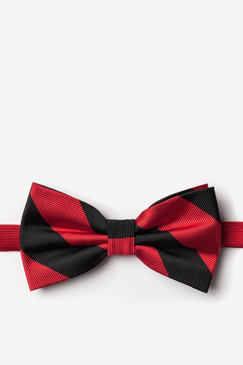 Red & Black Stripe Pre-Tied Bow Tie Photo (0)