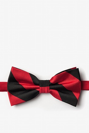 _Red & Black Stripe Pre-Tied Bow Tie_