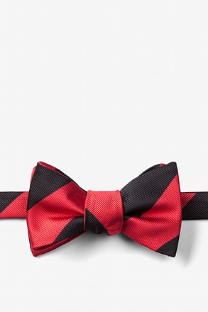Red & Black Stripe Self-Tie Bow Tie