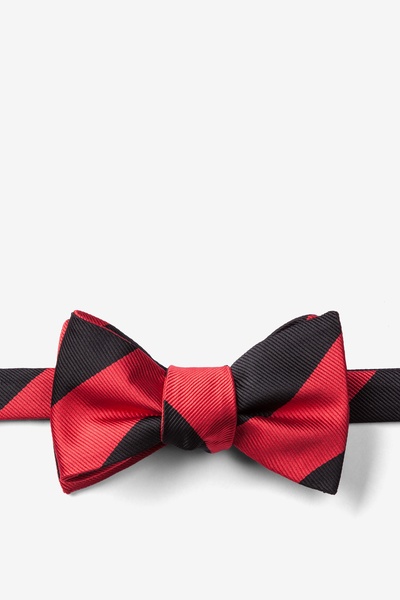 Red Microfiber Red & Black Stripe Self-Tie Bow Tie