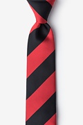 Red & Black Stripe Skinny Tie Photo (0)