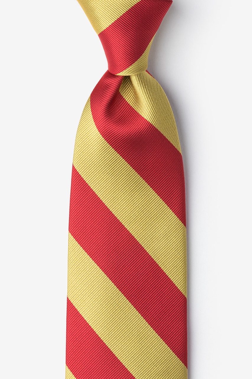 Red & Gold Stripe Extra Long Tie Photo (0)