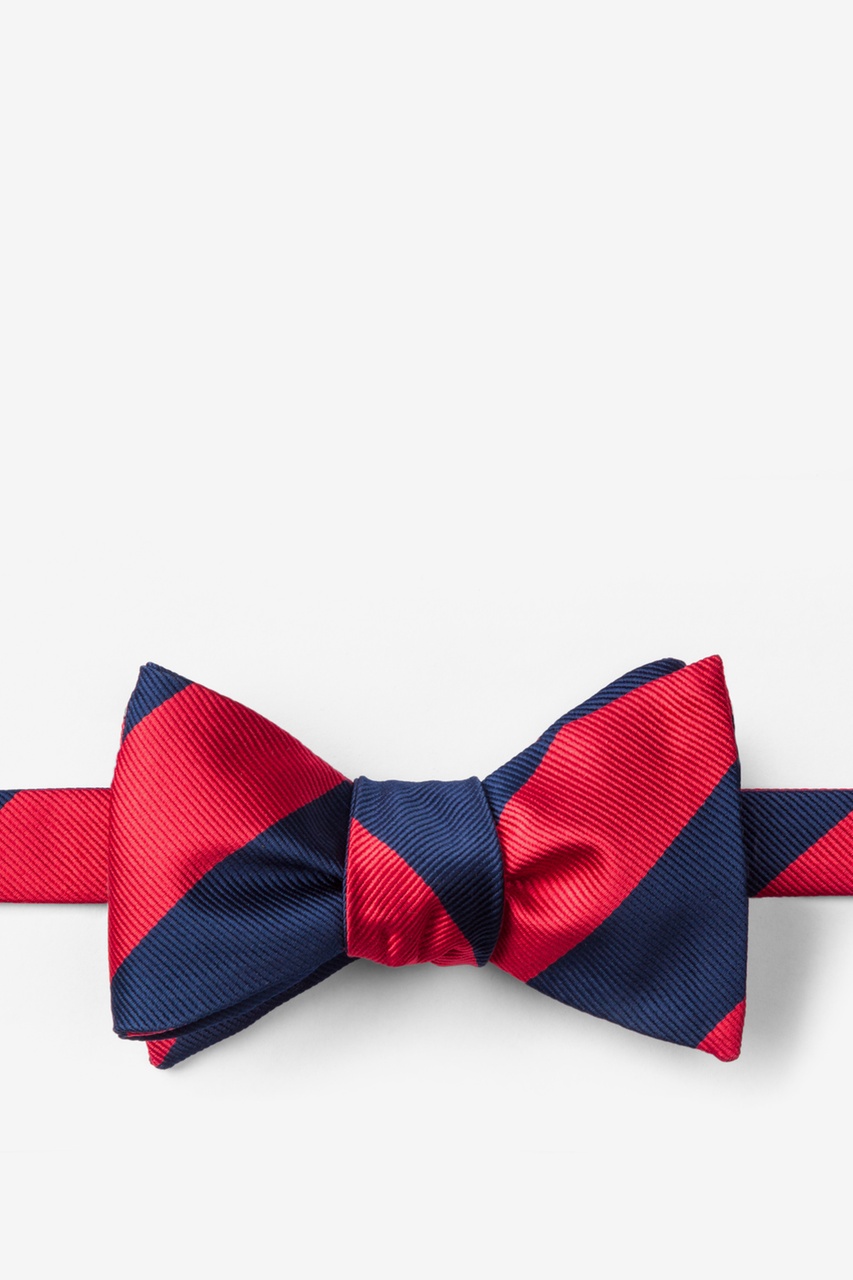 Red & Navy Stripe Self-Tie Bow Tie Photo (0)