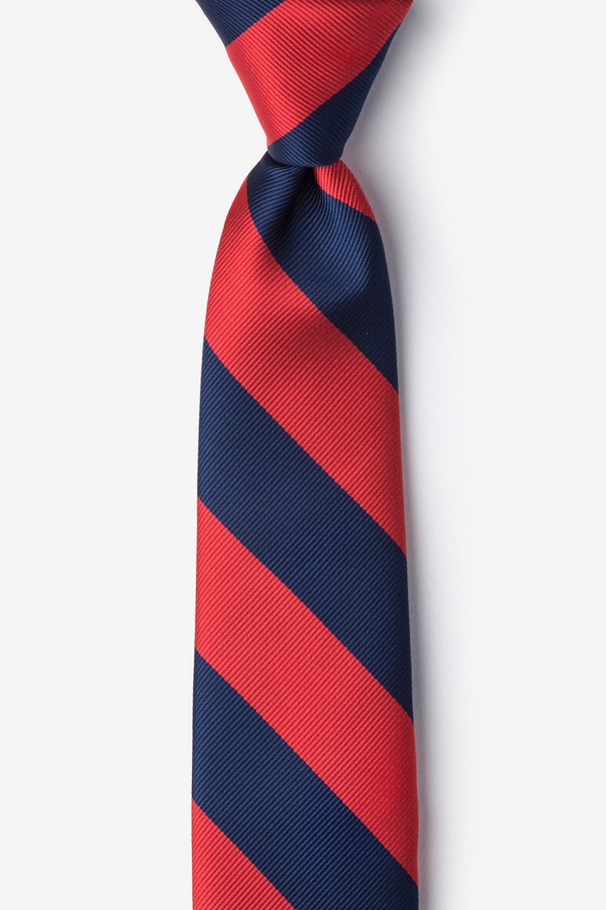 Red & Navy Stripe Tie For Boys Photo (0)