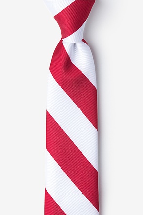 _Red & White Stripe Tie For Boys_