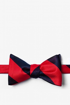 _Red and Navy Stripe Self-Tie Bow Tie_