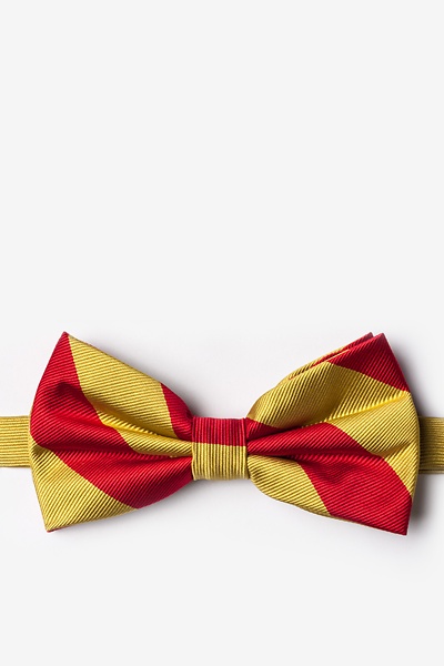 Red Microfiber Red & Gold Stripe Pre-Tied Bow Tie