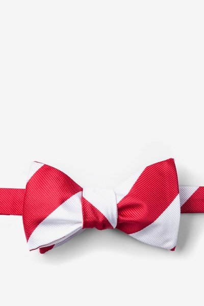 Red Microfiber Red & White Stripe Self-Tie Bow Tie