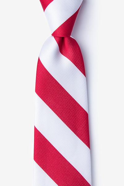 Red Microfiber Red & White Stripe Tie