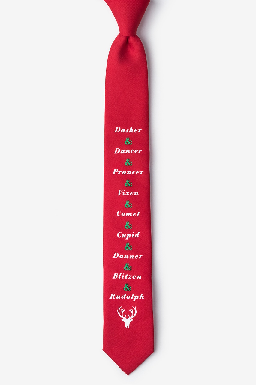 Reindeer Names Red Skinny Tie Photo (0)