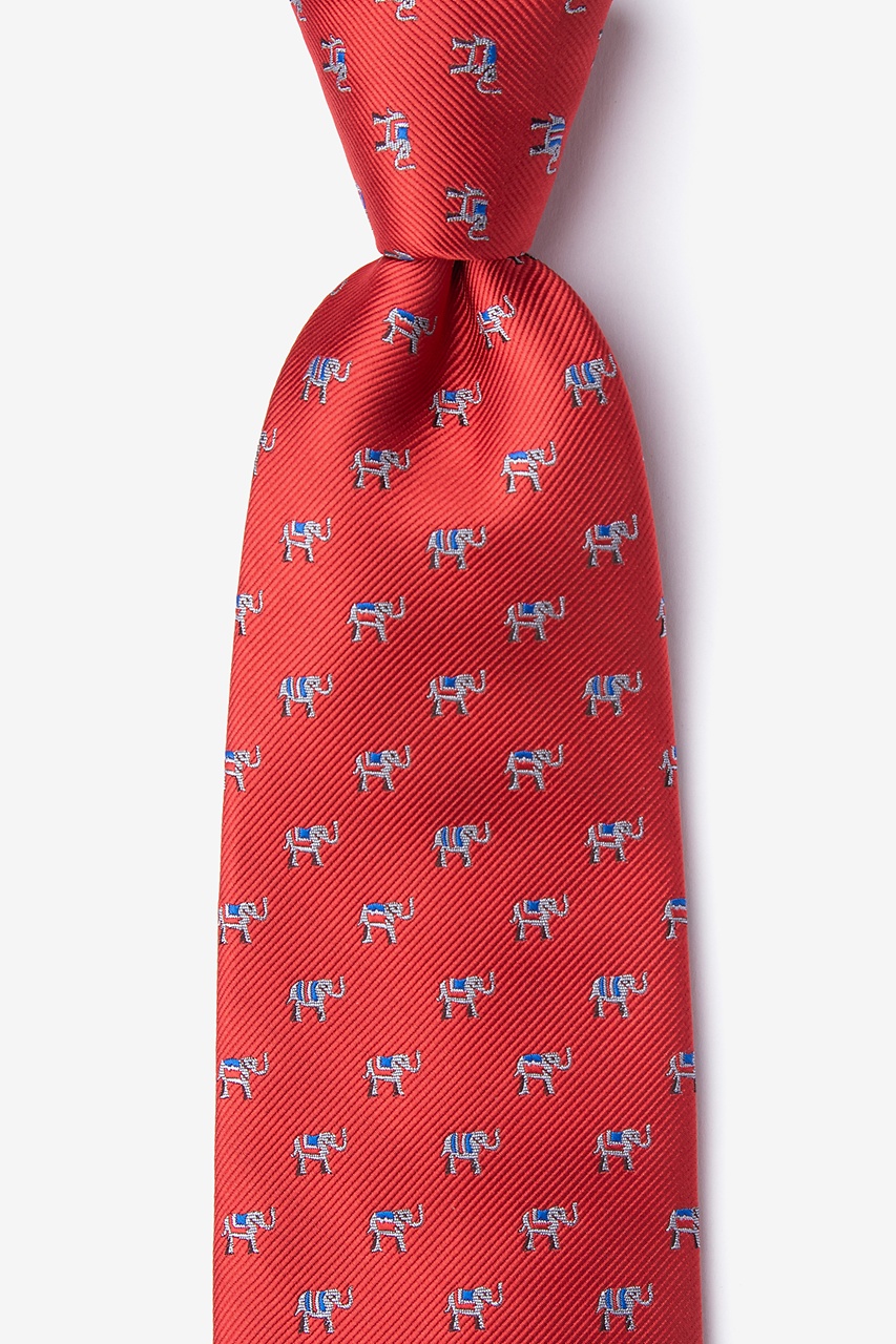 Republican Party Elephant Red Extra Long Tie Photo (0)
