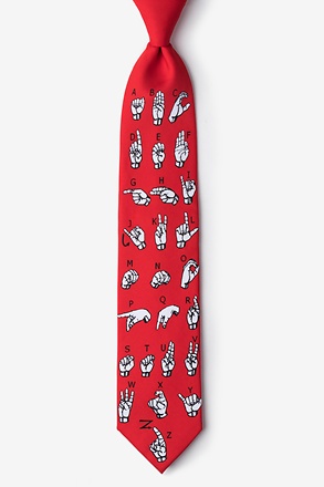 Sign Language Alphabet Red Tie