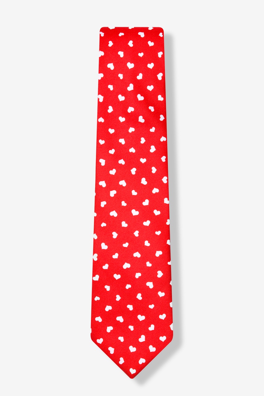 Tossed Hearts Red Skinny Tie Photo (0)