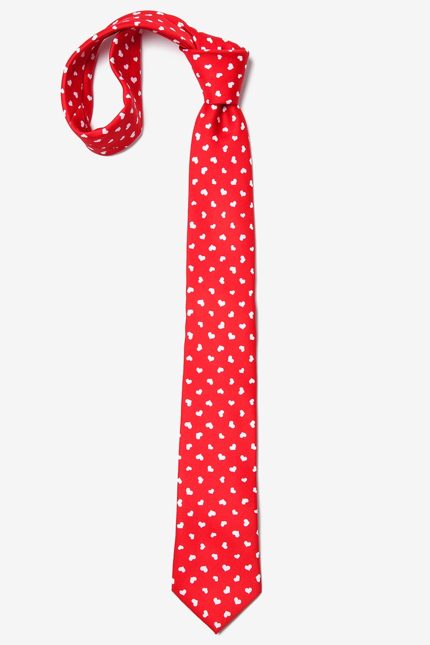 Tossed Hearts Red Skinny Tie Photo (3)