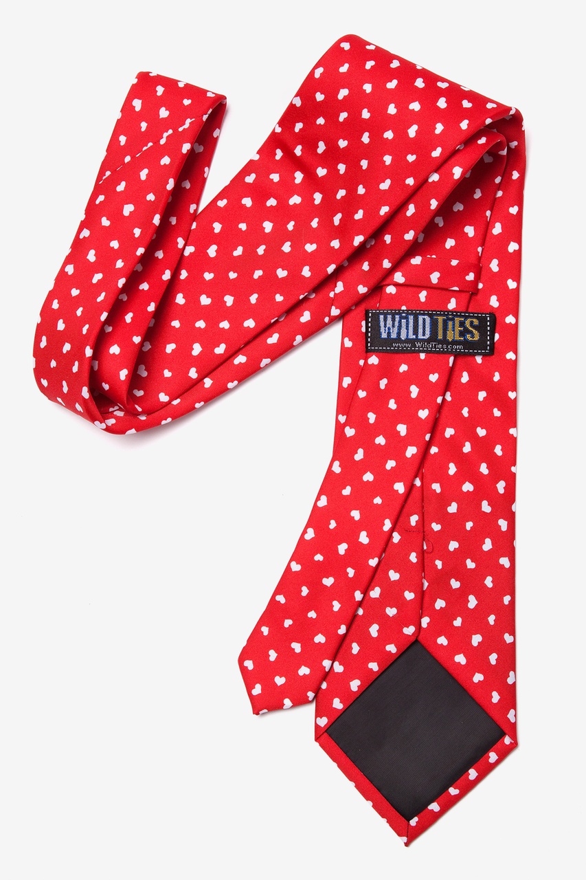 Red Microfiber Tossed Hearts Tie