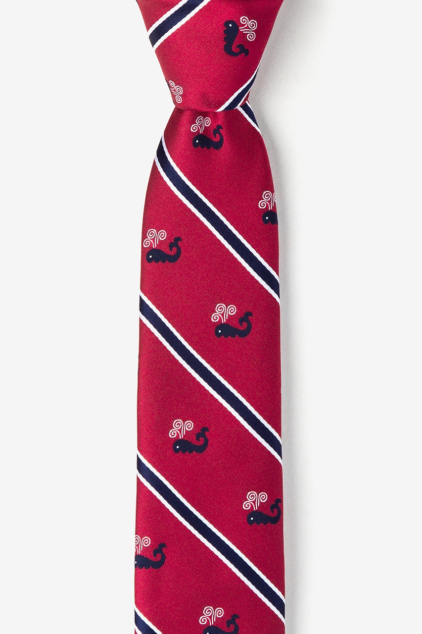 Whales Red Skinny Tie Photo (0)