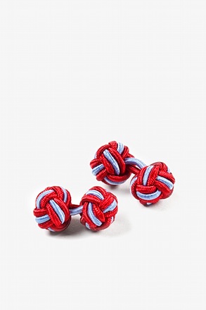 _Red and Light Blue Knot Cufflinks_
