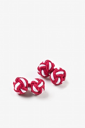 _Red and White Knot Cufflinks_