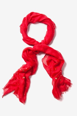 _Red Star Studded Scarf_