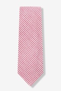 Red Seersucker Stripe Extra Long Tie Photo (0)