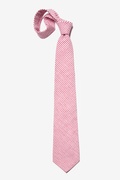 Red Seersucker Stripe Extra Long Tie Photo (3)