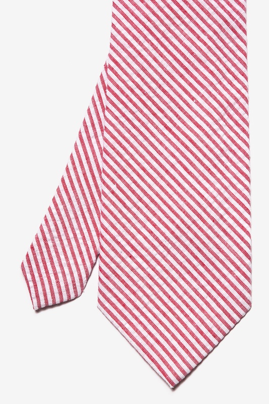 Red Seersucker Stripe Extra Long Tie | Ties.com