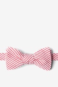 Red Seersucker Stripe Self-Tie Bow Tie Photo (0)
