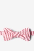 Red Seersucker Stripe Self-Tie Bow Tie Photo (0)