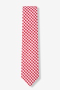 Seersucker Check Red Skinny Tie Photo (0)