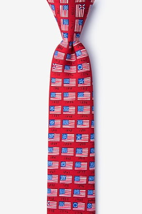 American Flag History Red Skinny Tie