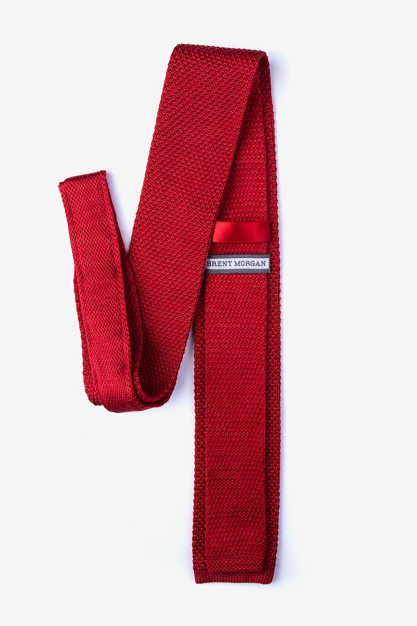 Classic Solid Red Knit Skinny Tie Photo (1)