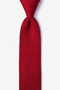 Classic Solid Red Knit Skinny Tie Photo (0)