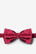 Crimson with Gold Dots Red Pre-Tied Bow Tie Photo (0)