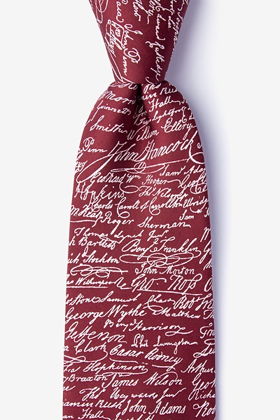 Red Silk Declaration Signers Extra Long Tie