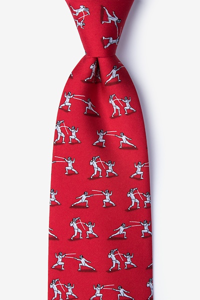 Red Silk En Garde! FEncing Tie