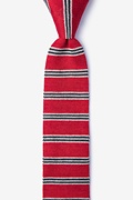 French Stripe Red Knit Skinny Tie Photo (0)