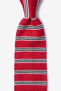 French Stripe Red Knit Tie Photo (0)