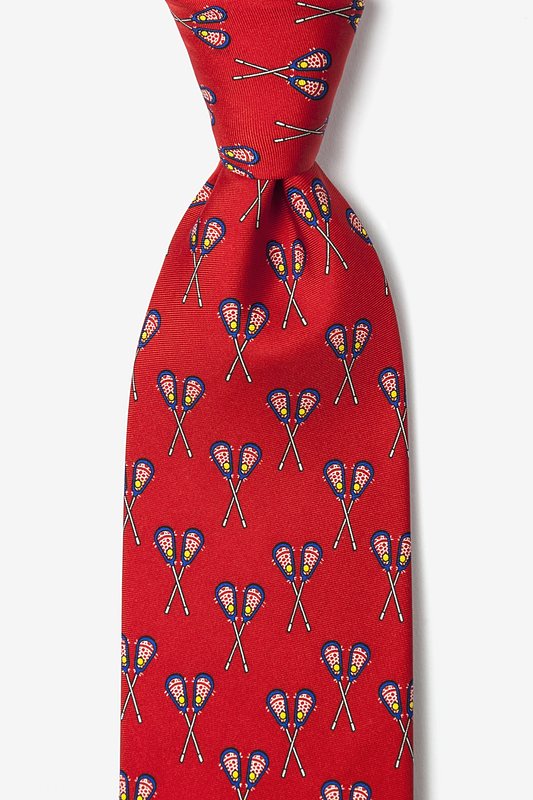 Red Silk Lacrosse Tie Sports Neckties