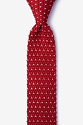 Laos Red Knit Skinny Tie Photo (0)