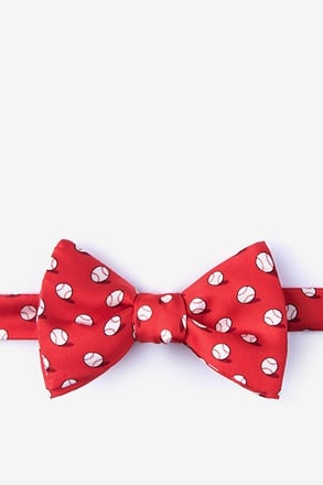 No Hitter Red Self-Tie Bow Tie