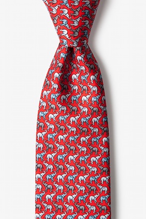 Pack O' Pachyderms Red Tie