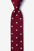Polka Dot Red Knit Skinny Tie Photo (0)