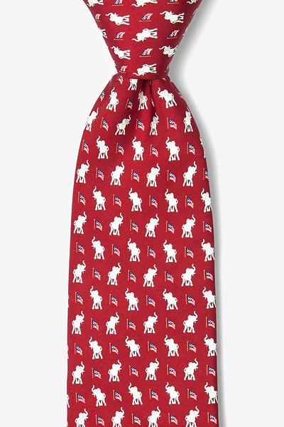 Red Silk Republican Elephants Tie