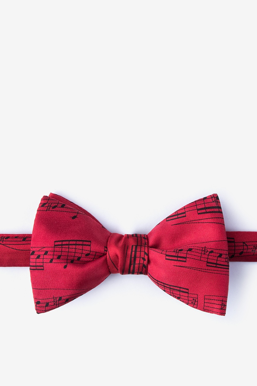 Sheet Music Red Self-Tie Bow Tie Photo (0)