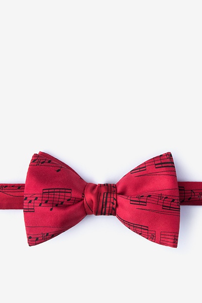 Red Silk Sheet Music Self-Tie Bow Tie